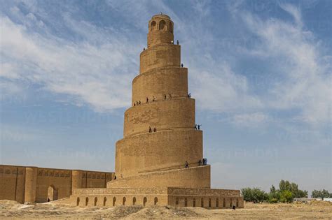 Spiral minaret of the Great Mosque of Samarra, UNESCO World Heritage Site, Samarra, Iraq, Middle ...