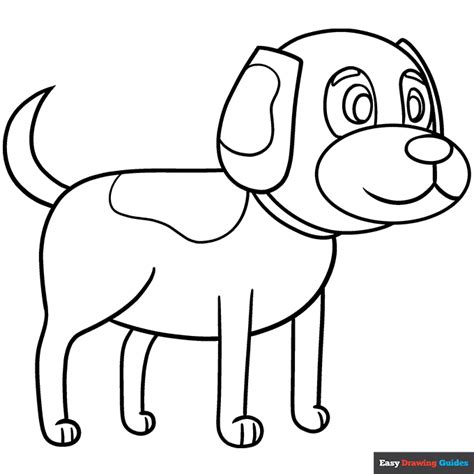 Easy Dog Drawing for Kids Coloring Page | Easy Drawing Guides