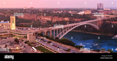 American Falls, Bridge, Canada, International border, New York State, USA, United States ...