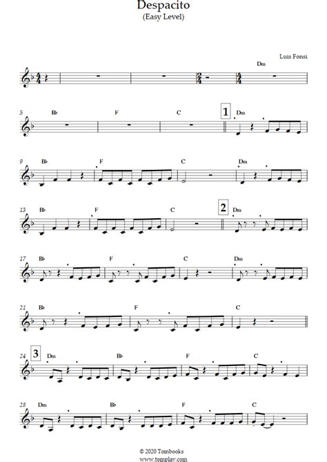 Despacito (Easy Level) (Luis Fonsi) - Trumpet Sheet Music