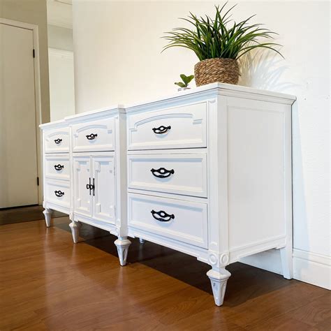 SOLD White Modern Farmhouse Dresser Vintage Triple 9 Drawer - Etsy