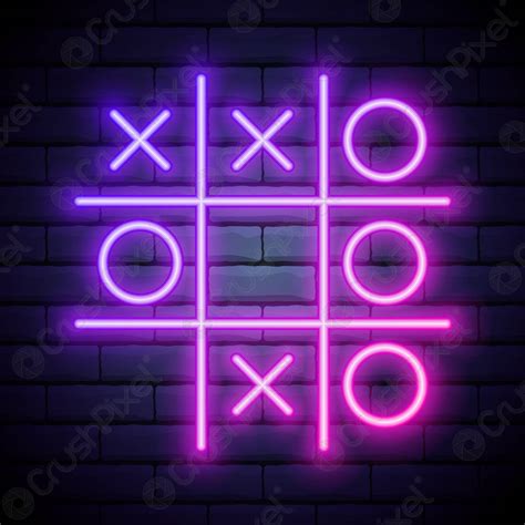 Tic tac toe game, linear outline icon Colour neon style - stock vector 2806280 | Crushpixel