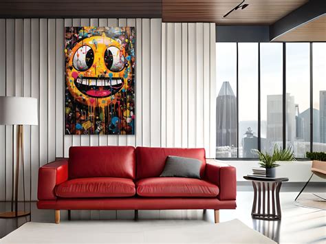 Graffiti Wall Art Happy Face Colorful Urban Graffiti Wall Art Modern ...