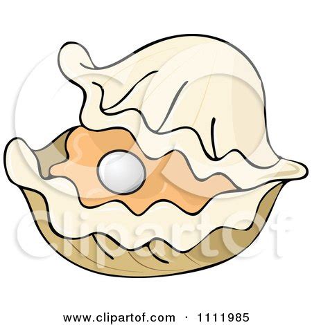 Clipart Pearl In An Open Oyster - Royalty Free Vector Illustration by djart #1111985