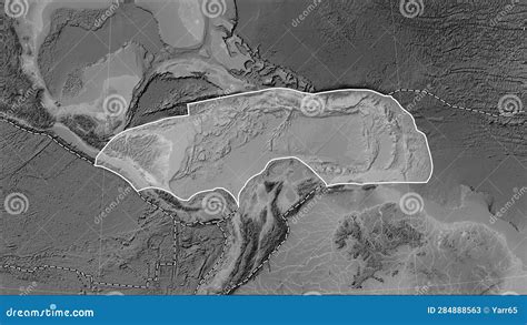 Caribbean Plate - Boundaries. Grayscale Map Stock Illustration ...