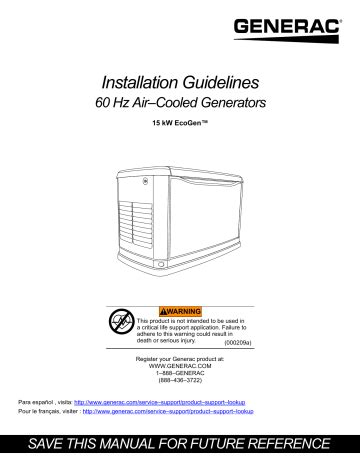 Generac 15kW 0061030 Standby Generator Manual | Manualzz