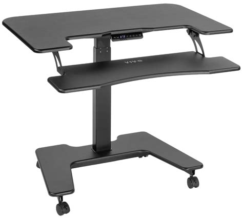 VIVO Black Electric Mobile Height Adjustable Two Platform Standing Desk ...