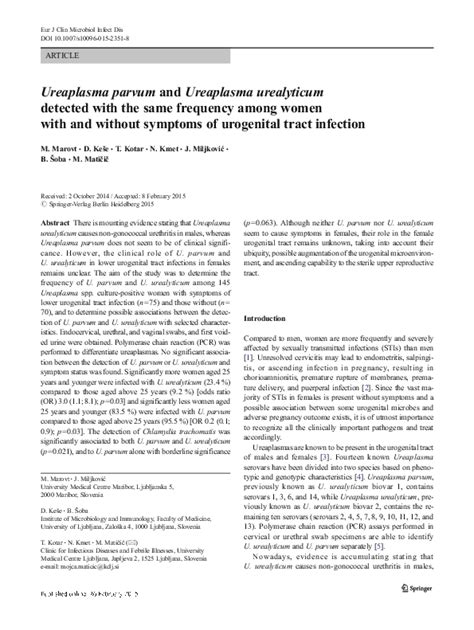 (PDF) Ureaplasma parvum and Ureaplasma urealyticum are detected in semen after washing before ...