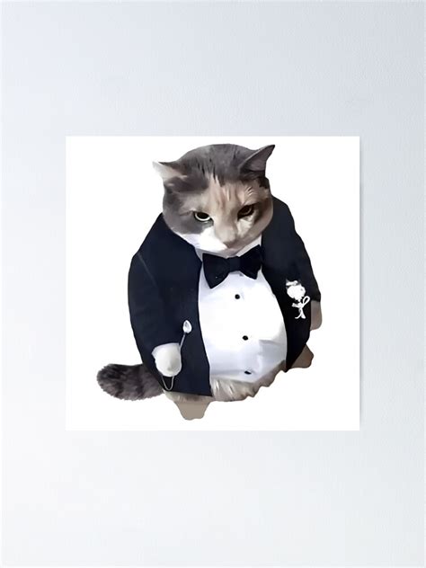 Póster for Sale con la obra «Gato gordo con traje de esmoquin Corbata de niño chonky Meme ...