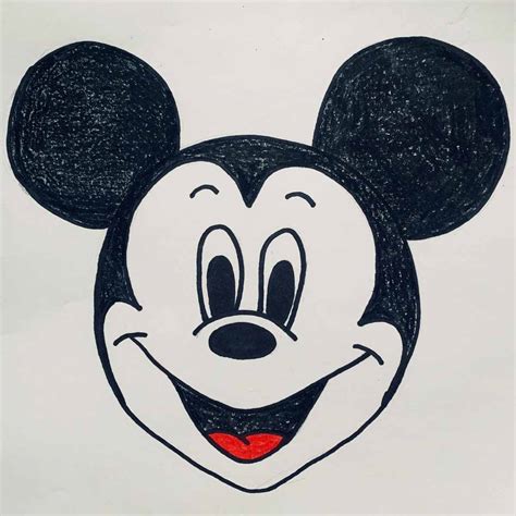 How to Draw Mickey Mouse Face With Ears - basicdraw.com