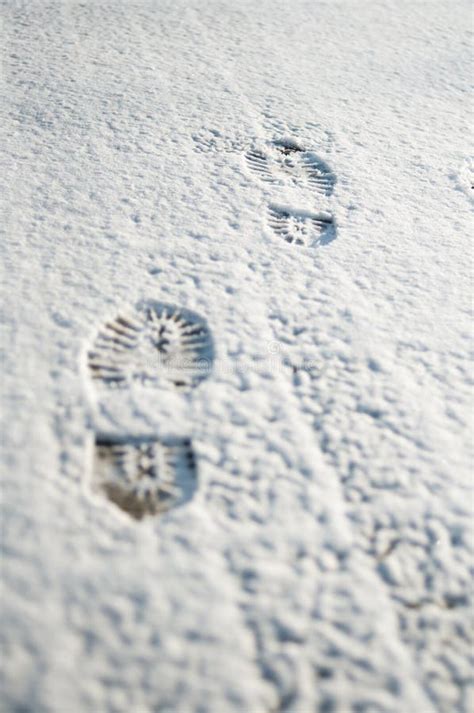 Human Footprints in the Snow Stock Image - Image of away, road: 88444609