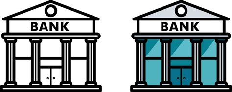 Federal reserve bank building flat style vector graphic and outlined clip art icon vector image ...