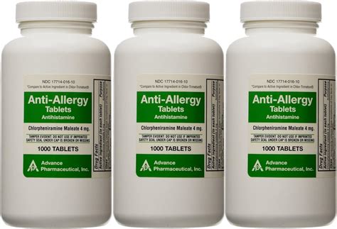 Amazon.com: Anti-Allergy Antihistamine Chlorpheniramine Maleate 4 mg ...