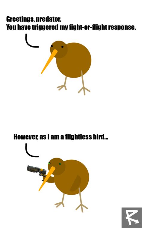 Made a (laser) kiwi version of the 'fight or flight' comic : newzealand