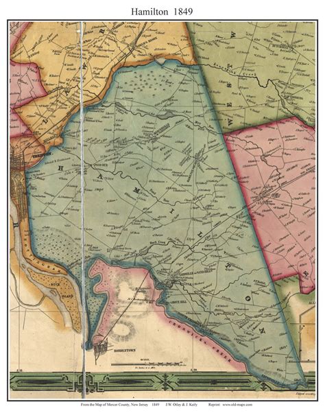 Hamilton Township, New Jersey 1849 Old Town Map Custom Print - Mercer ...