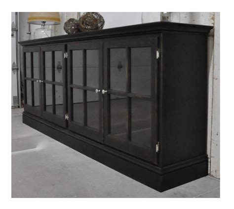 Media cabinet with glass doors in aged Black by SiGAHdesigns, $550.00 | Glass cabinet doors ...