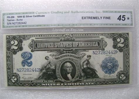 1899 US 2 Dollar Bill Silver Certificate Mini by lizystuff on Etsy