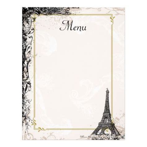 Eiffel Tower Menu Vintage French Style | Zazzle.ca | Menu card design ...