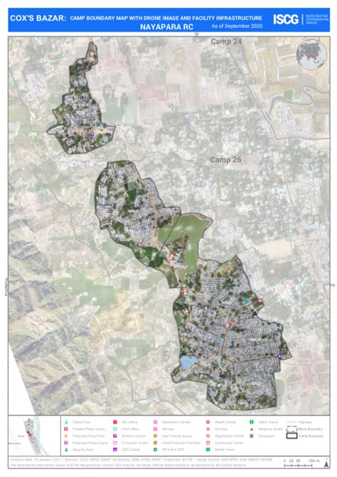 Bangladesh: Camp boundary map with drone image and facility ...