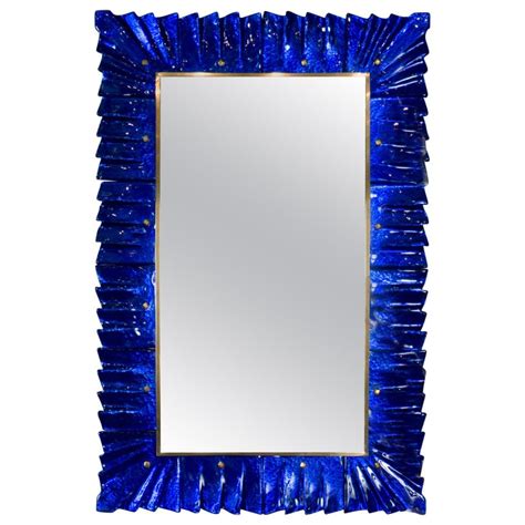 Blue Glass Framed Mirror, Italy, 2018 For Sale at 1stDibs