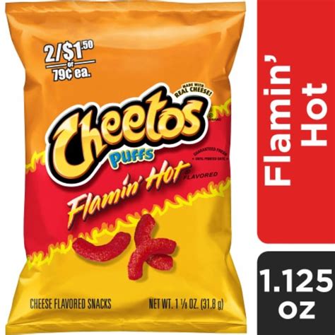 Cheetos Puffs Cheese Flavored Snacks Flamin' Hot 1 1/8 Oz, 1.125 oz ...