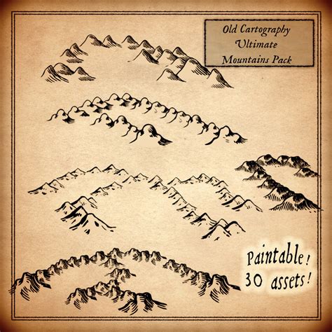 Old Cartography Ultimate Mountains Pack | Fantasy Map Assets