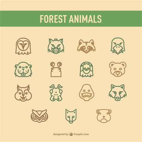 Free Vector | Forest animals icons pack