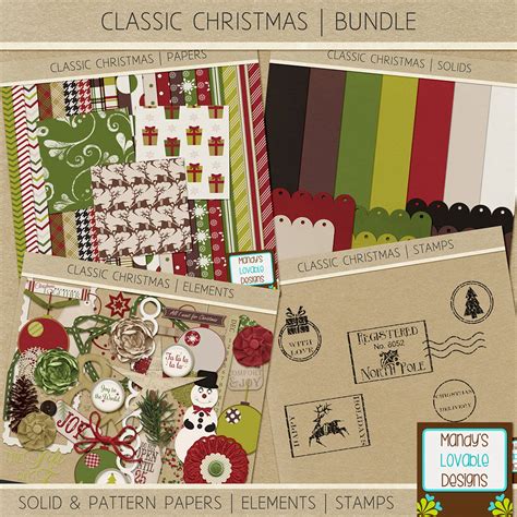 Classic Christmas Digital Stamps Brushes Cardmaking - Etsy