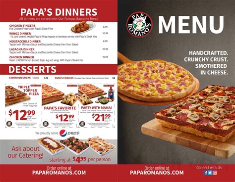 Papa Romano's Pizza menu in Plymouth, Michigan, USA