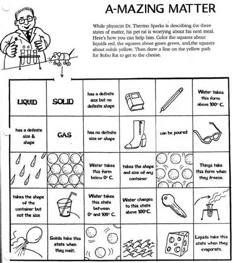 Solids Liquids And Gases Worksheets Middle School - Worksheets Master