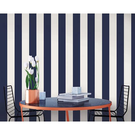 Tempaper Stripes Navy Blue | Wallpaper living room, Temporary wallpaper bathroom, Striped ...