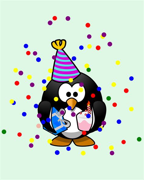 Clipart - Birthday Card with penguin