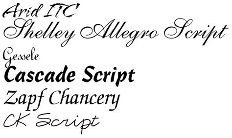 6 Types Of Script Fonts Images - Fancy Cursive Tattoo Fonts, Script ...