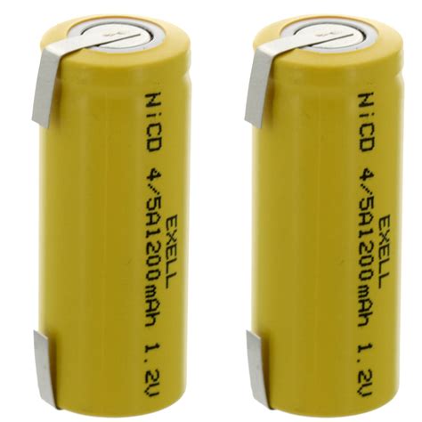 2x Exell 4/5A 1.2V 1200mAh NiCD Rechargeable Batteries with Tabs FAST USA SHIP | eBay