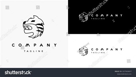 Tiger Head Face Black White Logo Stock Vector (Royalty Free) 2277629477 ...