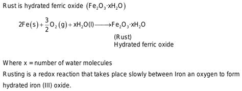 10. Chemical equation of rust is