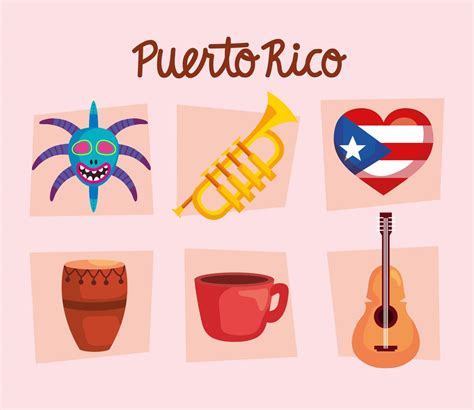 puerto rico culture icons 5176938 Vector Art at Vecteezy