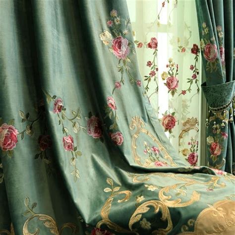 Rémy Luxury Green Velvet Embroidered Curtains | Drapes curtains, Velvet ...