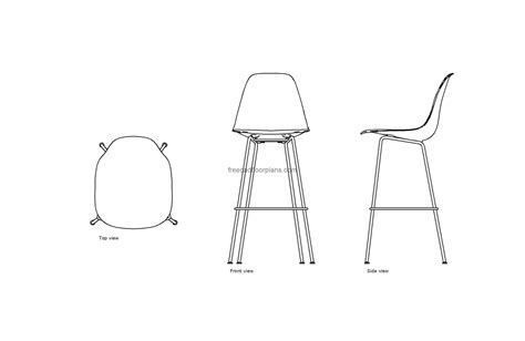 Eames Bar Stool, AutoCAD Block - Free Cad Floor Plans