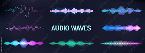 Equalizer music visualisation, sound waves futuristic set. Frequency ...