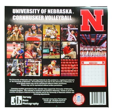 2022 Nebraska Volleyball Wall Calendar Buss