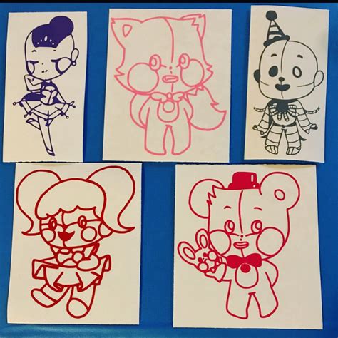 FNAF character stickers all five characters for one price | Etsy