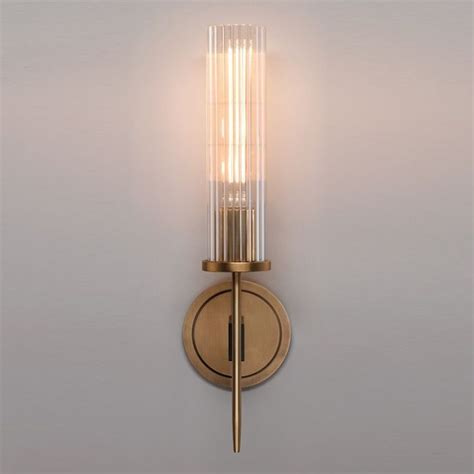 Modern Minimalist 1-Light Cylinder Clear Ribbed Glass Shade Wall Sconces in Gold&Black in 2020 ...