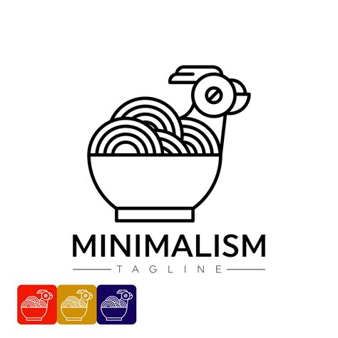 Minimalist logo vector design template in simple linear style - food emblem, Chicken noodle and ...