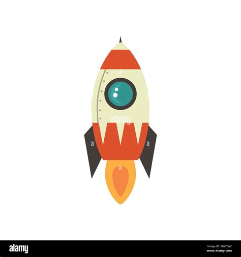 Cartoon rocket space ship take off, isolated vector illustration. Simple retro spaceship icon ...