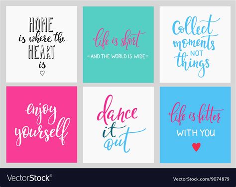 Lettering postcard quotes set Royalty Free Vector Image