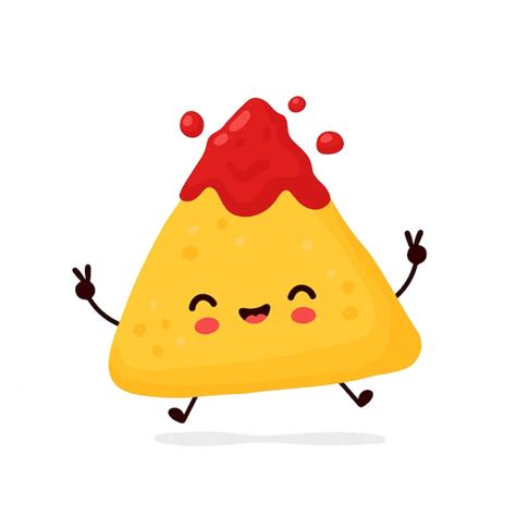 Premium Vector | Cute happy funny nachos. cartoon character ...