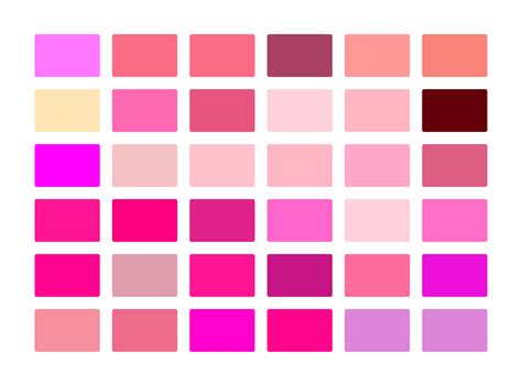 Shades Of Pink Color Chart With Names