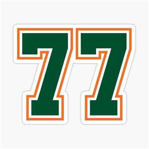 "Jersey 77 Number. Number seventy-seven Straight From Miami" Sticker for Sale by Urosek | Redbubble