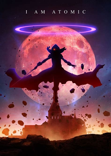 the poster for i am atomic shows an alien in front of a full moon and flying saucer